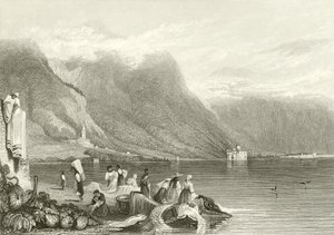 Castelo, de, Chillon, lago, de, genebra, suíça de Samuel Prout