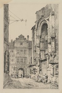 Facisimilies de Sketches feitos na Flandres e na Alemanha: Thein Church, Praga de Samuel Prout