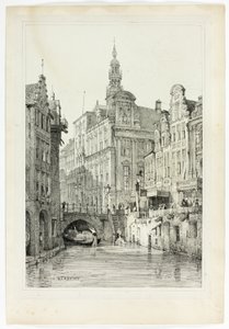 Hotel de Ville, Utrecht, a partir de fac-símiles de esboços feitos na Flandres e na Alemanha de Samuel Prout