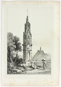 Perto de Godesberg, a partir de Fac-símiles de esboços feitos na Flandres e na Alemanha de Samuel Prout