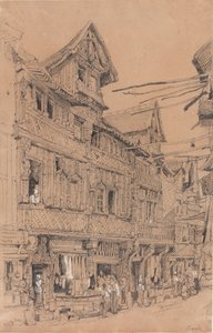 Rua Velha em Lisieux, c.1820 (aguarela sobre papel) de Samuel Prout
