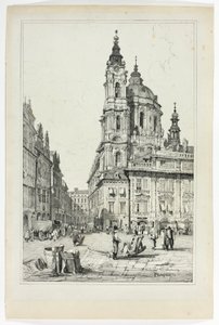 São Nicolau, Praga, a partir de fac-símiles de esboços feitos na Flandres e na Alemanha de Samuel Prout