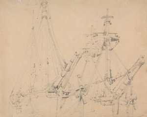 Estudo de Dois Navios Veleiros Lançados de Samuel Prout