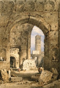 Templo da Paz, Fórum Romano (aguarela e guache em papel não branco) de Samuel Prout
