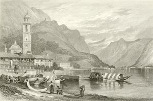 O lago de como, itália de Samuel Prout