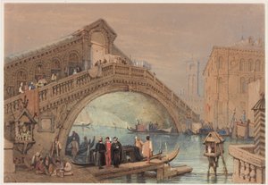 O Rialto, Veneza (bc, tinta e wc no papel) de Samuel Prout