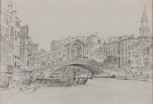 O Rialto, Veneza, data desconhecida (aguarela sobre papel) de Samuel Prout
