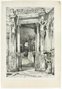 Palácio Zwinger, Dresden, a partir de fac-símiles de esboços feitos na Flandres e na Alemanha de Samuel Prout