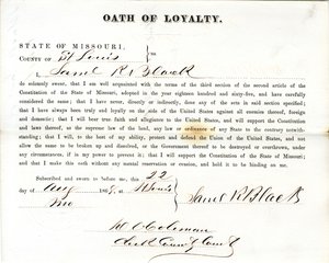 Juramento de lealdade de Samuel R. Black of Missouri, Condado de St. Louis de Samuel R. Black
