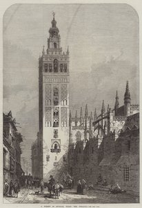 Uma rua em Sevilha, Espanha, a Giralda