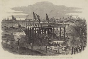 Sua alteza real o príncipe Albert que coloca a primeira pedra das docas em Grimsby grande, em quarta-feira de Samuel Read