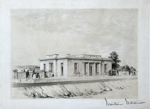 Estação de Swinton, c1840 (litografia tingida sobre papel) de Samuel Russell