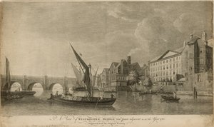 Uma vista da ponte de Westminster com partes adjacentes como no ano 1760 de Samuel Scott