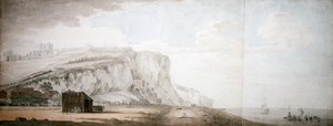 Castelo de Dover e Penhascos da Costa (lápis, caneta e tinta e aguarela sobre papel) de Samuel Scott