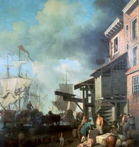 Pintura do Antigo Cais da Alfândega, século XVIII de Samuel Scott