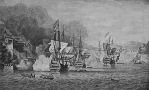 Vernon em Portobello, c1740 de Samuel Scott