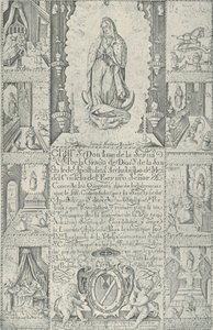 Indulgência pela doação de esmolas para a construção de uma Igreja a th..., 1608 facsimile 1930-40. de Samuel Stradanus