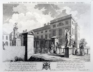 Uma vista em perspectiva do Foundling Hospital, gravado por Edward Rooker, 1749 de Samuel Wale