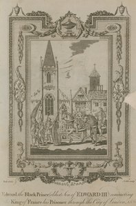 Edward, o Príncipe Negro, conduzindo seu prisioneiro, o rei da França, através de Londres de Samuel Wale
