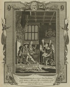Lorde Cromwell apresenta uma nova tradução da Bíblia ao rei Henrique VIII em Londres no ano de 1538