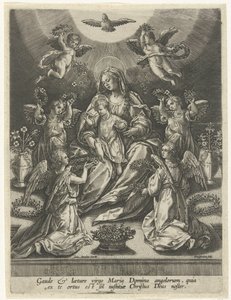 A Virgem e a criança rodeadas de anjos de Samuel van Hoogstraten