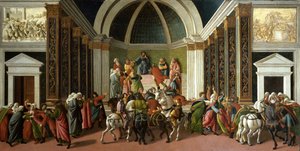 Histoire de Virginie Romana - The Story of Virginia par Sandro Botticelli (1445-1510), c.1498 - Tempera em painel, 85x165 - Accademia Carrara, Bergamo de Sandro Botticelli