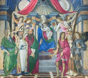 A Virgem e a Criança entronizadas com santos de Sandro Botticelli