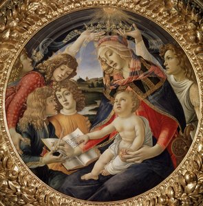 Madonna of the Magnificat ou Virgem com Criança e cinco anjos (tempera sobre madeira de Sandro Botticelli