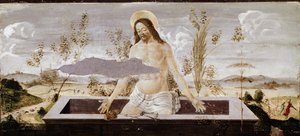 Pieta. Detalhe do retábulo de São Barnabé (tempera sobre madeira de Sandro Botticelli