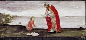 Visão de Santo Agostinho, detalhe do retábulo de São Barnabé (tempera sobre madeira de Sandro Botticelli
