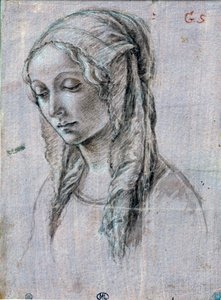Cabeça de jovem mulher" Desenho com pincel e abas brancas atributo a Alessandro di Mariano dei Filipepi dit Sandro Botticelli (1445-1510) Paris do século XV, Museu do Louvre de Sandro (attr. to) Botticelli
