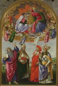 Coroação da Virgem (San Marco Altarpiece), 1490-92 (têmpera no painel) de Sandro Botticelli