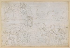 A Divina Comédia, Inferno XXIX. Virgílio e Dante no oitavo círculo do Inferno (Malebolge), 10.ª Bolgia: Castigo dos falsificadores e dos alquimistas de Sandro Botticelli