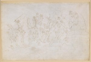 A Divina Comédia, Inferno XXVIII. Virgílio e Dante no oitavo círculo do Inferno (Malebolge), 9.ª Bolgia: castigo dos hereges e dos semeadores de discórdia; encontro com Maomé e Bertran de Born de Sandro Botticelli