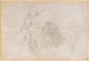 A Divina Comédia, Paraíso IV. Primeira esfera planetária (céu lunar): Beatriz explica a Dante qual é a verdadeira morada dos bem-aventurados de Sandro Botticelli