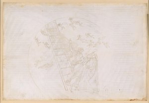 A Divina Comédia, Paraíso XXI. Passagem para a sétima esfera planetária (Céu de Saturno): Dante vê a Escada de Jacob e a luz dos bem-aventurados que outrora se distinguiram na Contemplatio; discurso de Pedro Damião de Sandro Botticelli