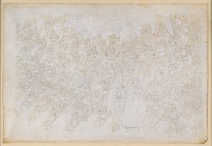 A Divina Comédia, Paraíso XXVIII. Nona Esfera (Céu de Cristal ou Primum Mobile): Dante vê Deus como um ponto de luz ofuscante, rodeado por coros de anjos; Beatriz explica a hierarquia e as forças ativas da esfera de Sandro Botticelli