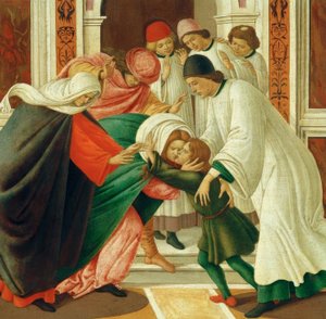 Vida e Milagres d. hl. Zenobius (Despertar dos Mortos) de Sandro Botticelli