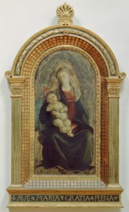 Maria com criança em uma glória angelical de Sandro Botticelli