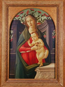 Madonna e criança em um nicho decorado com rosas de Sandro Botticelli