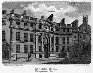 Drapers Hall, Throgmorton Street, cidade de Londres, 1812.