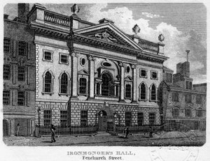 Ironmongers Hall, Fenchurch Street, cidade de Londres, 1812.