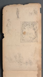 Sketchbook, página 01: Auto-retratos com Vignittes de Sanford Robinson Gifford