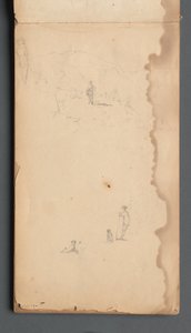Sketchbook, página 02: Figura numa paisagem com cão de Sanford Robinson Gifford