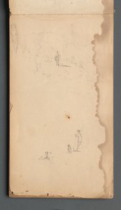 Caderno de desenho, página 02: Figura em uma paisagem com cachorro, 1859. de Sanford Robinson Gifford