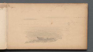 Sketchbook, página 04: Paisagem marítima com anotações a cores de Sanford Robinson Gifford