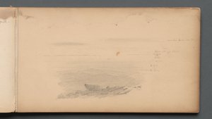 Caderno de desenho, página 04: Scape do mar com anotações coloridas, 1859. de Sanford Robinson Gifford