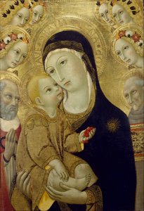 Virgem e Menino com os santos Jerónimo e Bernardino de Siena e seis anjos de Sano di Pietro