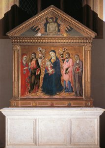 Madonna e Criança com Santos e Cristo em Pieta de Sano di also Ansano di Pietro di Mencio Pietro