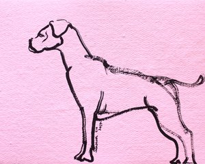 Arte linear de boxer cor-de-rosa de Santhosh ch